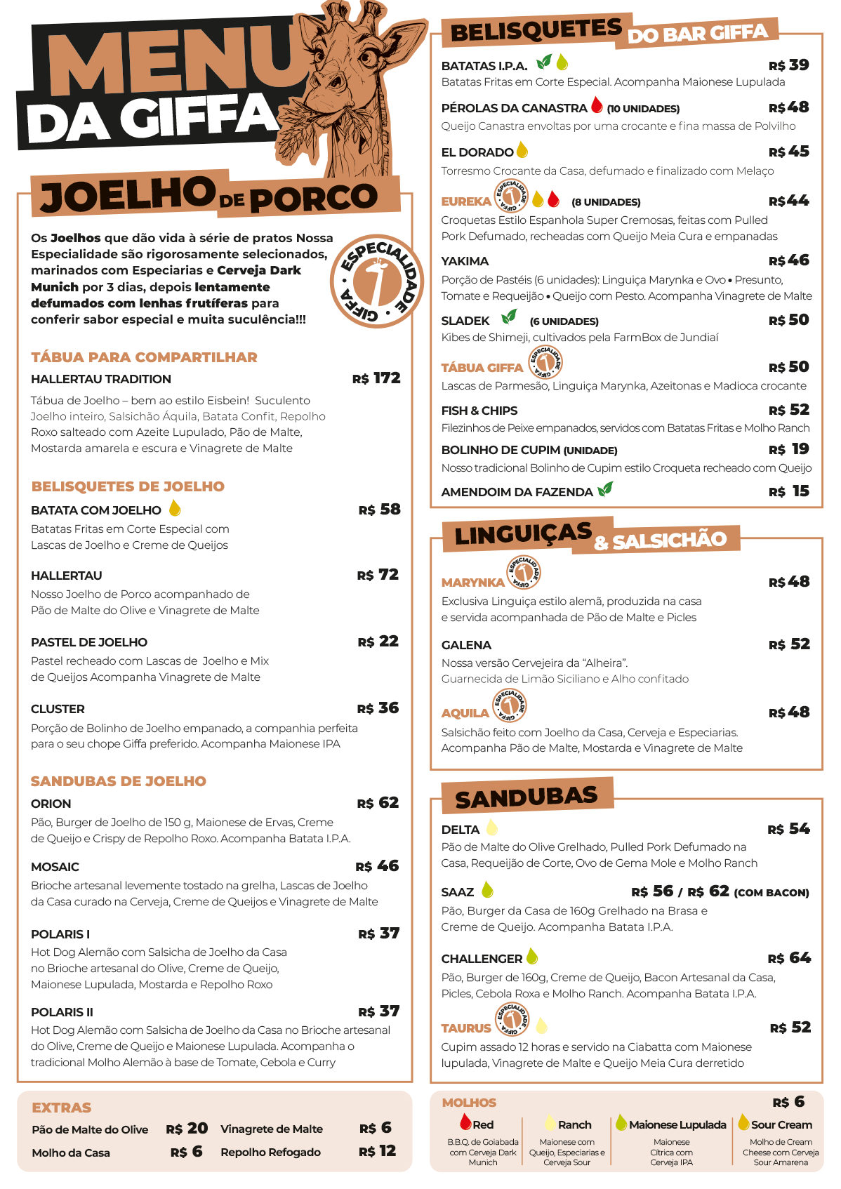 Cardápio Bar da Giffa - Comidas
